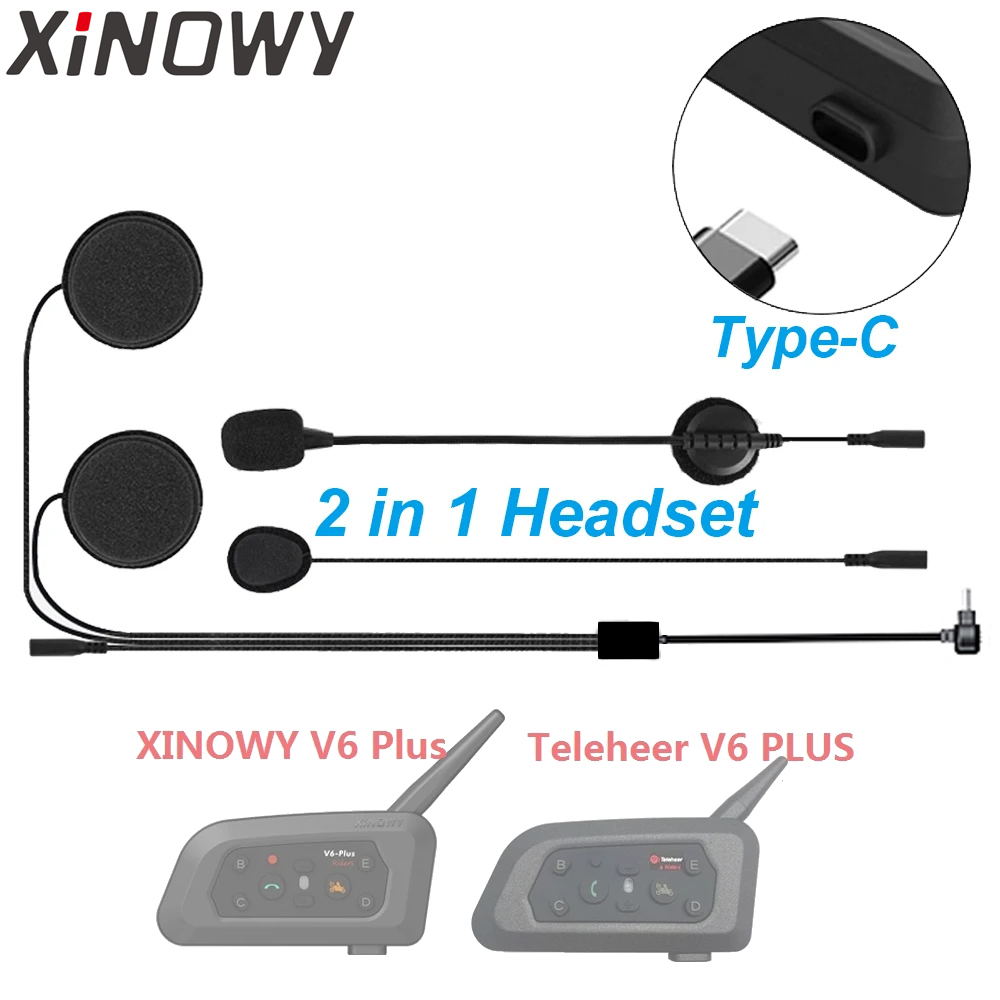 Universal Motorcycle Helmet Intercom Headset - ملحقات سماعة أذن من نوع Type-C