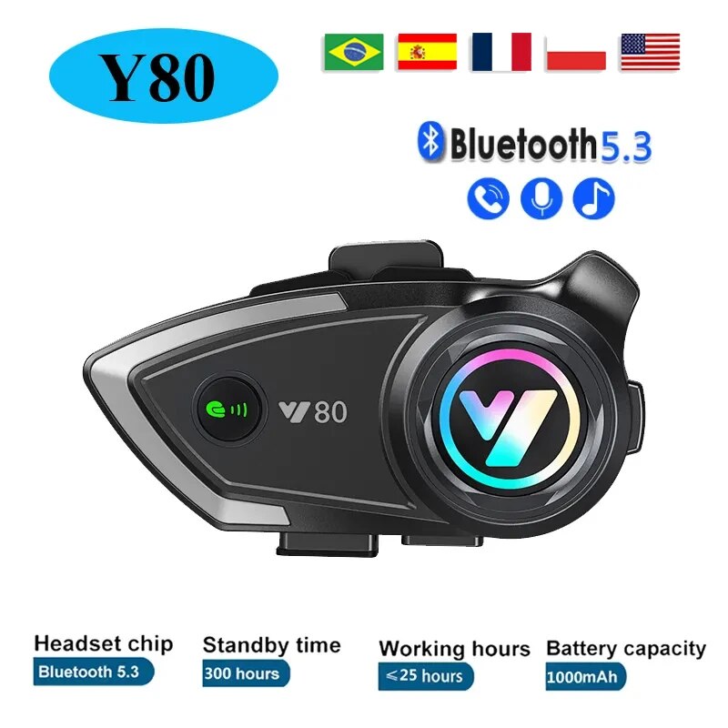 Full Face Motorcycle Helmet With Bluetooth - Y80 دراجة نارية لاسلكية V5.3 مكالمة