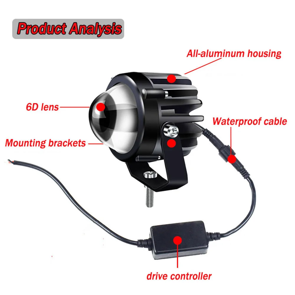 مصباح جهاز عرض ليزر للدراجة ال - مراجعة Universal Motorcycle Led Headlight Projector وسعره