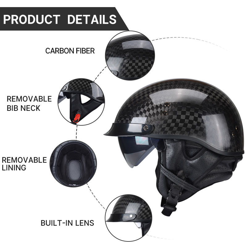 خفيفة الوزن 12K لمعان أسود ألي - مراجعة Carbon Fiber Lightweight Motorcycle Helmet وسعره