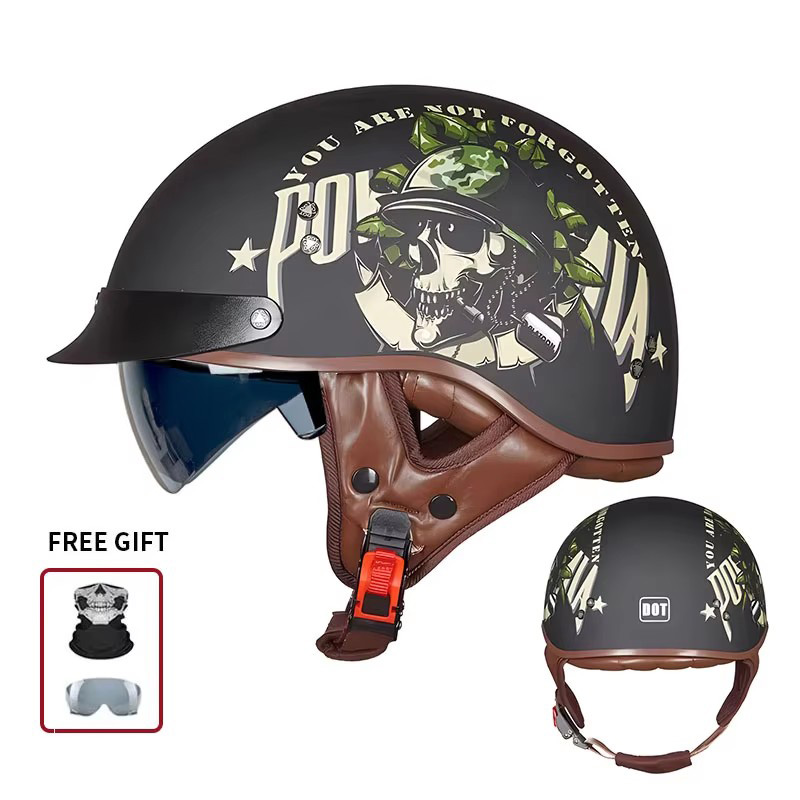خوذة دراجة نارية كلاسيكية نصف  - مراجعة Vintage Open Face Retro Helmet وسعره