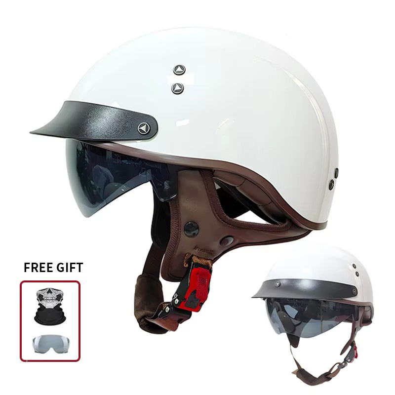 خوذة دراجة نارية كلاسيكية نصف  - مراجعة Vintage Open Face Retro Helmet وسعره