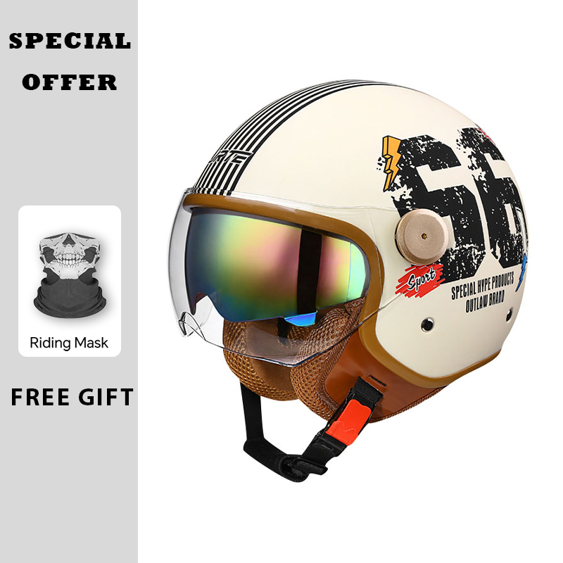 الرجعية مفتوحة الوجه خوذات الد - مراجعة Vintage Open Face Retro Helmet وسعره
