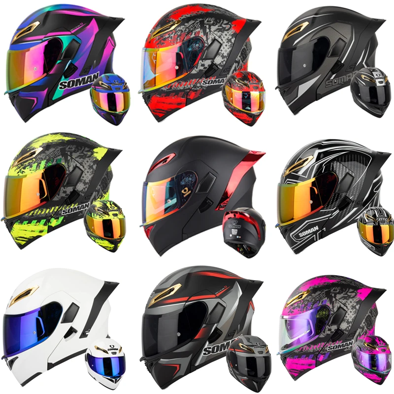 SOMAN خوذة لكامل الوجه عدسة مز - مراجعة Dual Visor Motorcycle Racing Helmet وسعره