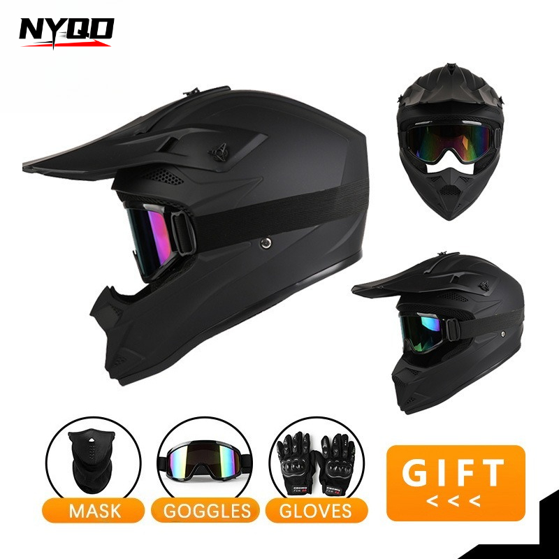 خوذة دراجات نارية كاملة الوجه  - مراجعة Off Road Motocross Helmet Goggles Set وسعره